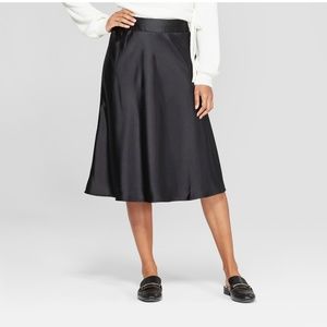 High-Rise 'satin' Midi Skirt